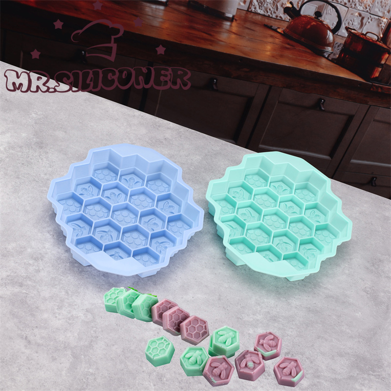 Candle Making Supplies Wholesale - シリコーン 19 モバイル蜂ハニカムケーキチョコレート石鹸石鹸アイシングモールドモールドキャンドル Diy モールド蜜蝋ケーキツール耐熱皿ベークモールド