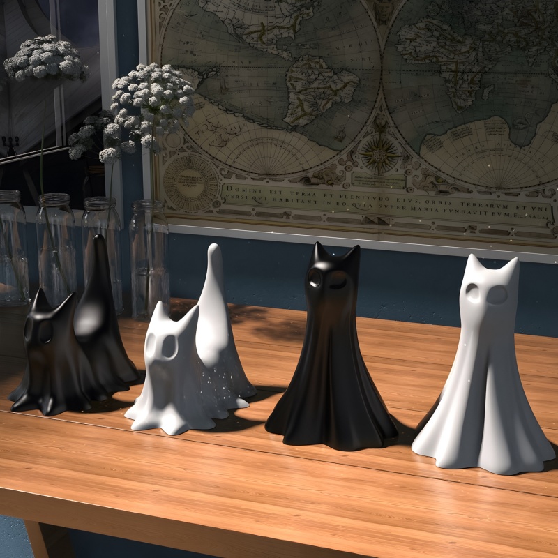 ゴースト猫ハロウィンデスクトップ飾り石膏シリコーン型 DIY - Candle Making Class のレビューと価格