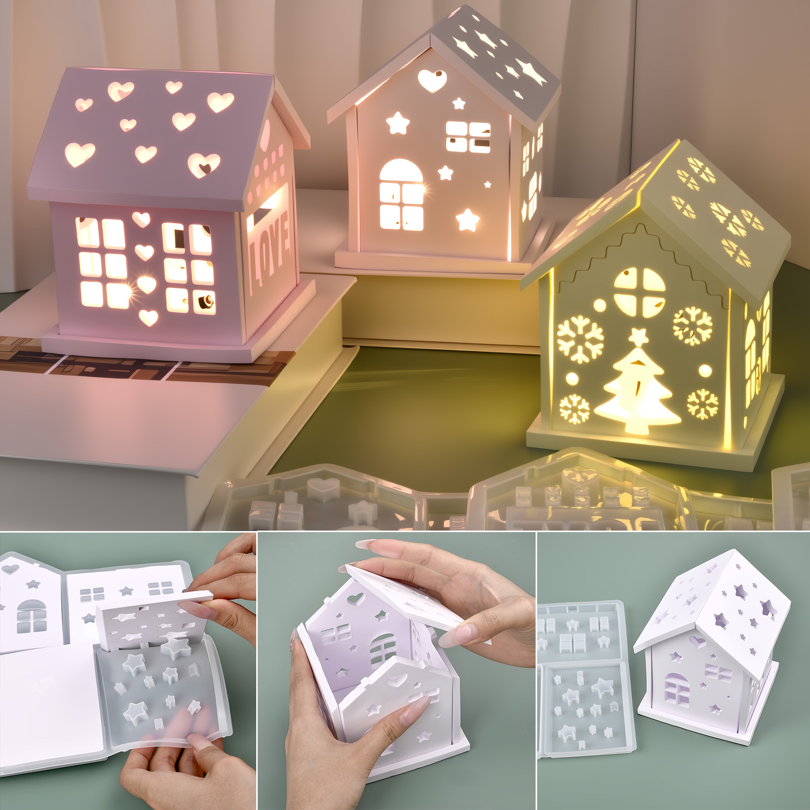 3Dハウスシリコンモールド DIY クリスマスツリー ラブス - Candle Making Class のレビューと価格
