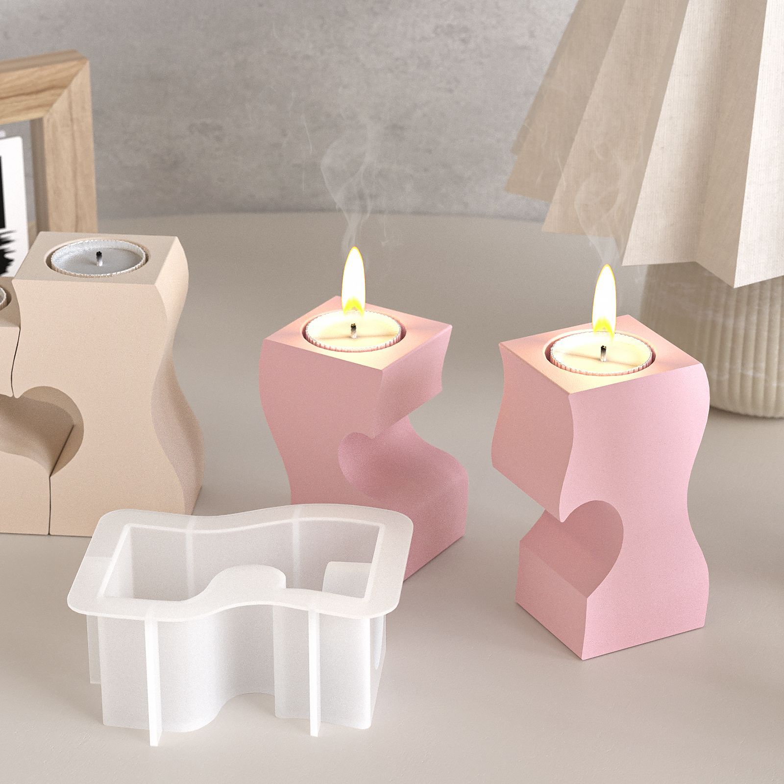 S ハート燭台シリコーン金型 DIY キャンドルホルダー石膏 - Candle Making Supplies Wholesale のレビューと価格