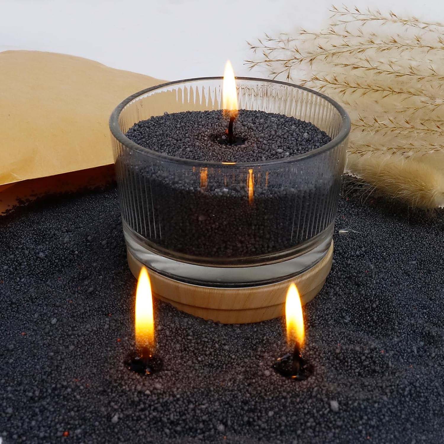 黒色のキャンドルサンド（芯付き）、200g、10個の芯付きパ - Candle Making Ingredients のレビューと価格