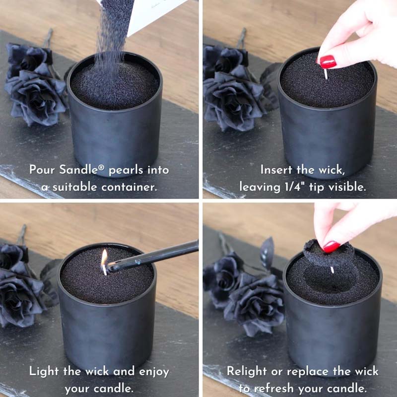 黒色のキャンドルサンド（芯付き）、200g、10個の芯付きパ - Candle Making Ingredients のレビューと価格